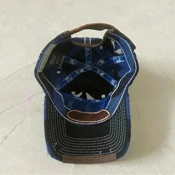 Vintage TRUE RELIGION Hat Distressed Blue Plaid Buddha Baseball Trucker RARE - Picture 8 of 9